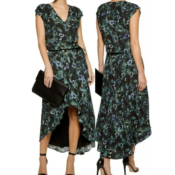 Haute Hippie Silk Cream & Brown Animal Print V-Neck Leopard High-Lo Dress XS - Picture 3 of 4